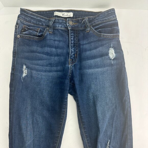 Kancan Distressed Skinny Mid Rise Stretch Blue Denim Jeans Womens Size 25 3 - Picture 3 of 8